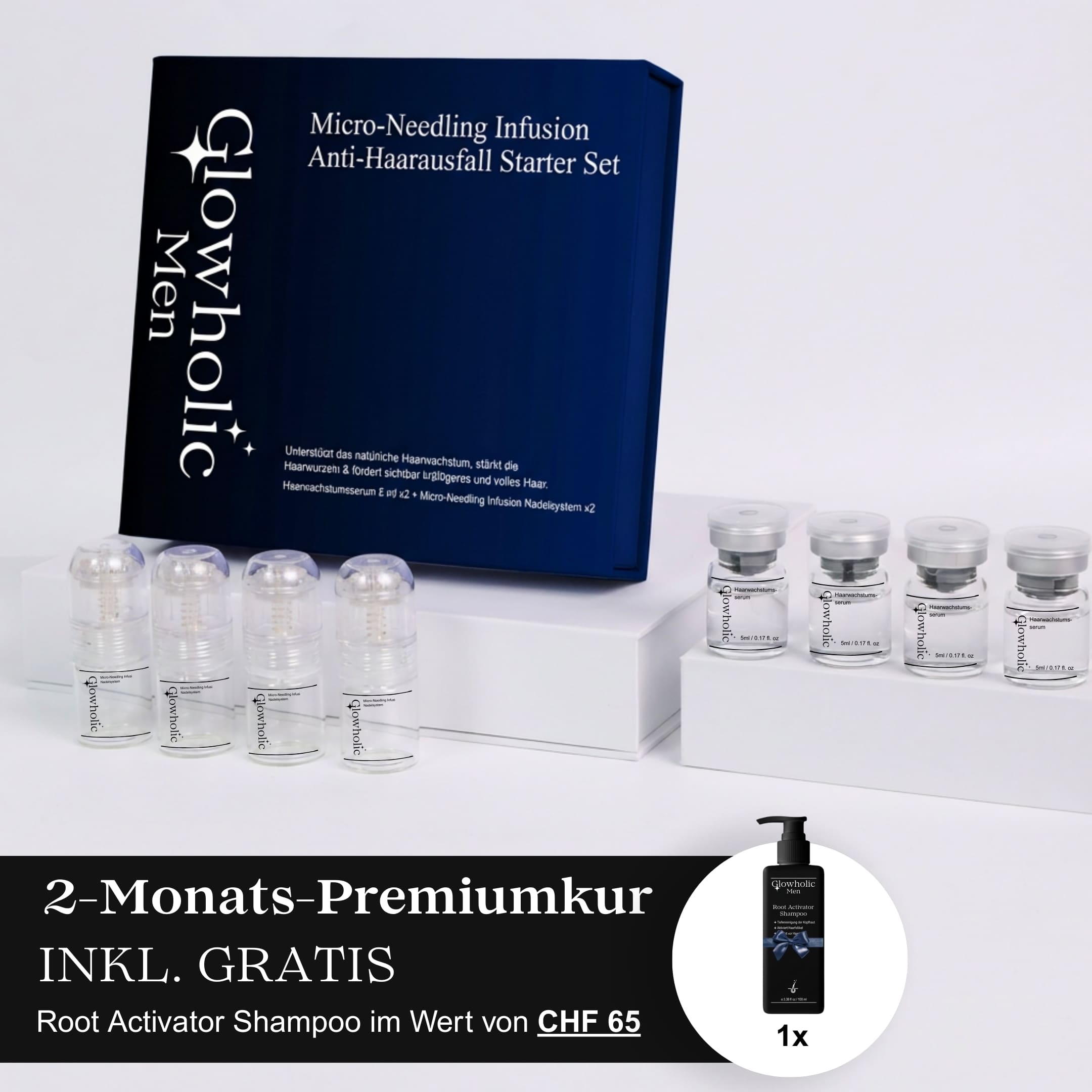 Glowholic Men - Anti-Haarausfall Starter Set - Micro-Needling Infusion fĂĽr zuhause