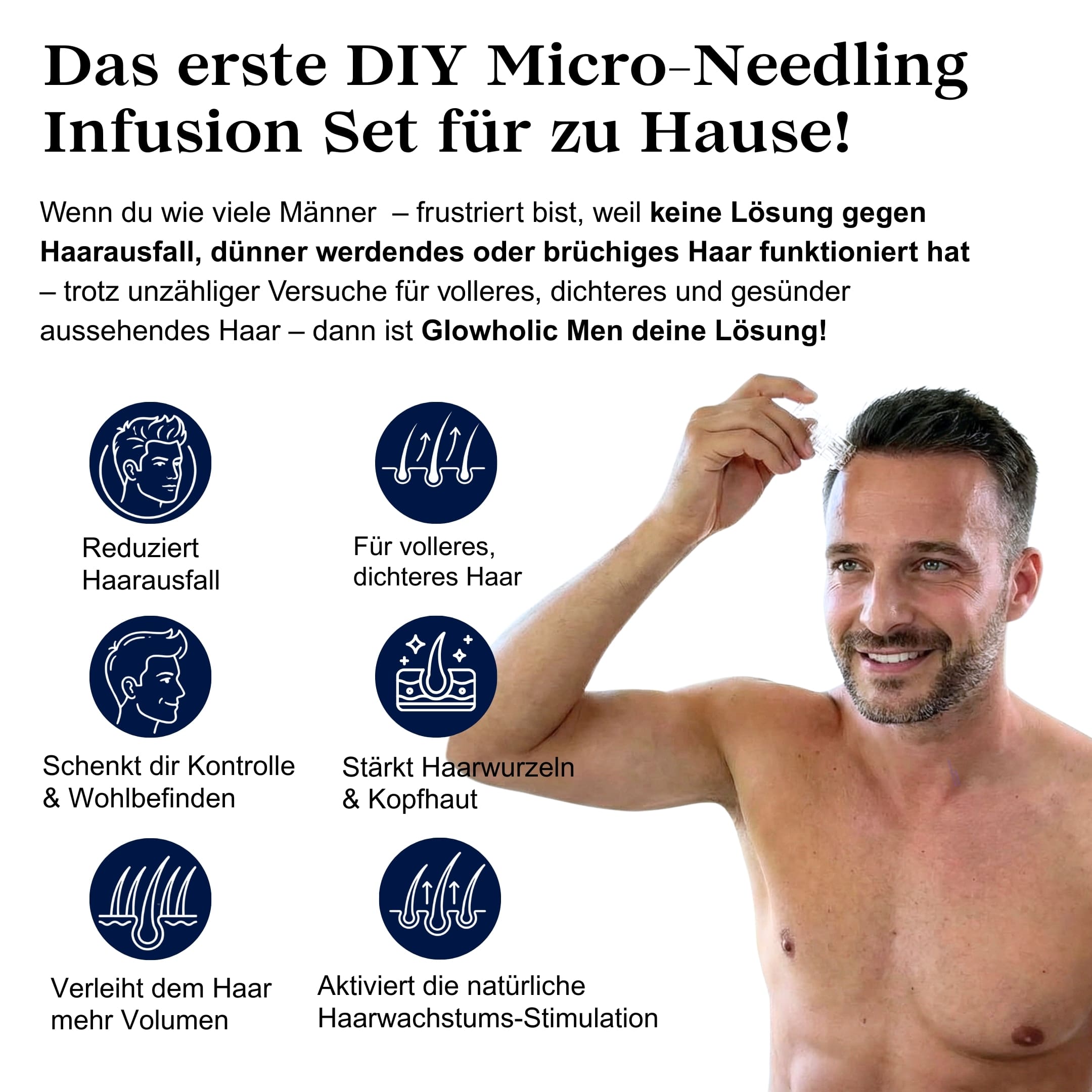 Glowholic Men - Anti-Haarausfall Starter Set - Micro-Needling Infusion für zuhause